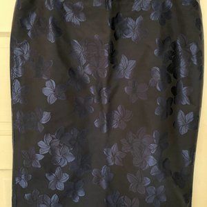 Armani Collezioni Navy Blue Jacquard Pencil Skirt Size 10
